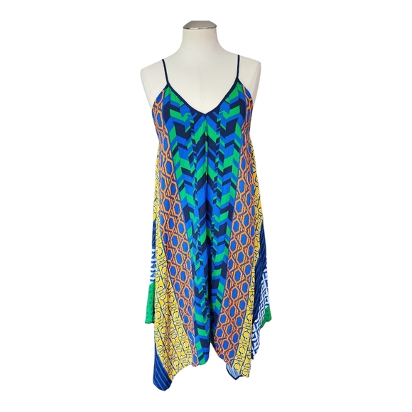 Jealous Tomato Multicolor Geometric Print Handkerchief Hem Dress Size XS - Picture 1 of 5